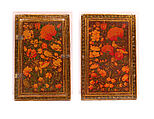 Mirror Case, Painting by Zain al-&#39;Abidin (Iranian, active 1840–1875), Exterior: pasteboard, papier-maché; opaque watercolor, gilded and lacquered
Interior: mirror